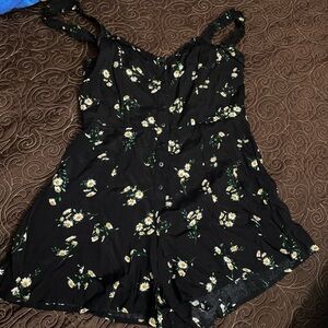 Floral Black Romper